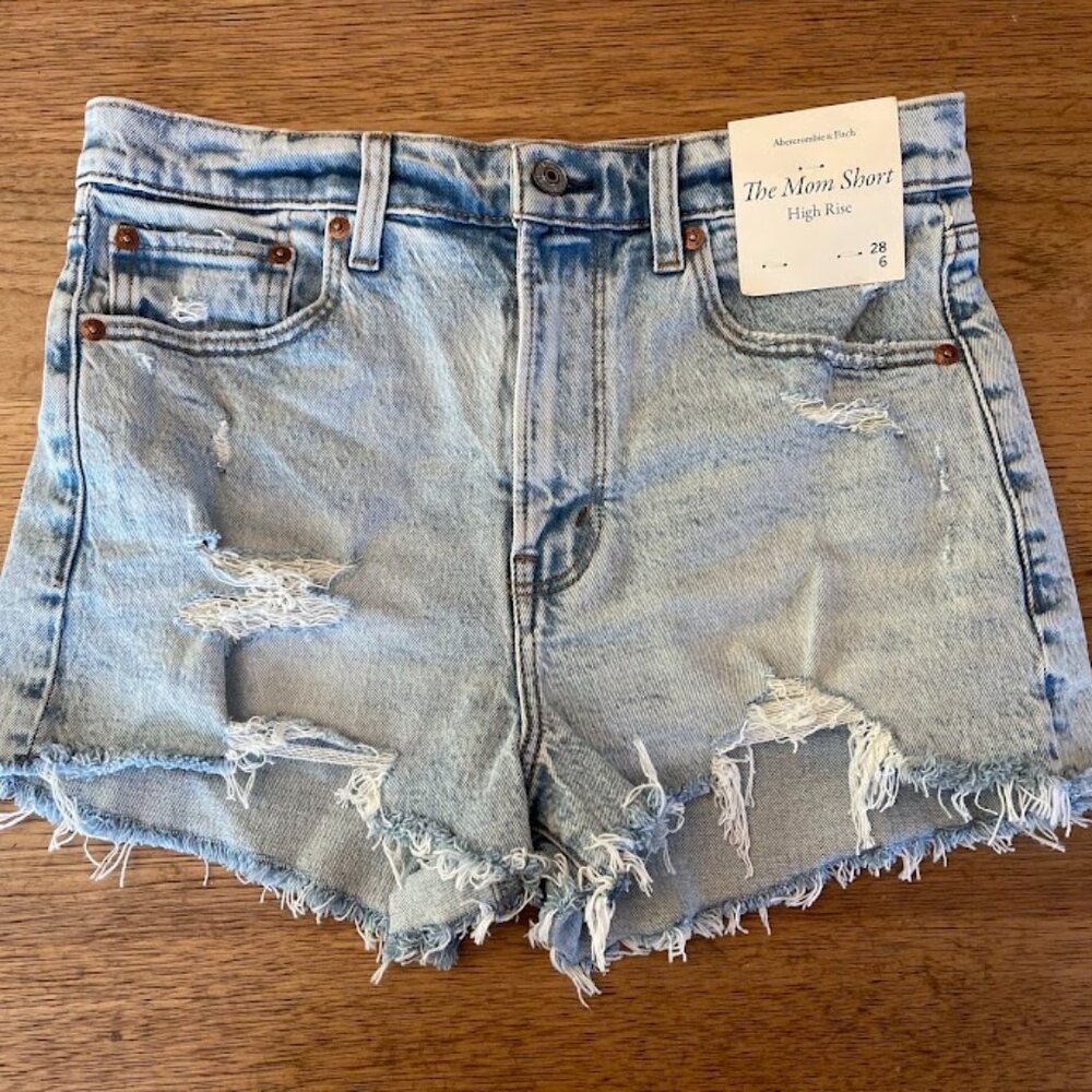 Abercrombie & Fitch Women's Medium Blue High Rise The Mom Shorts
